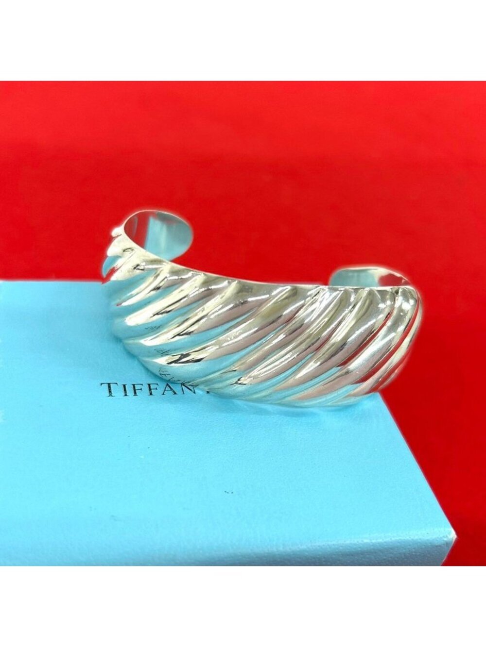 Tiffany & Co Vintage Twist Wide 925 Sterling Silver Bangle Bracelet